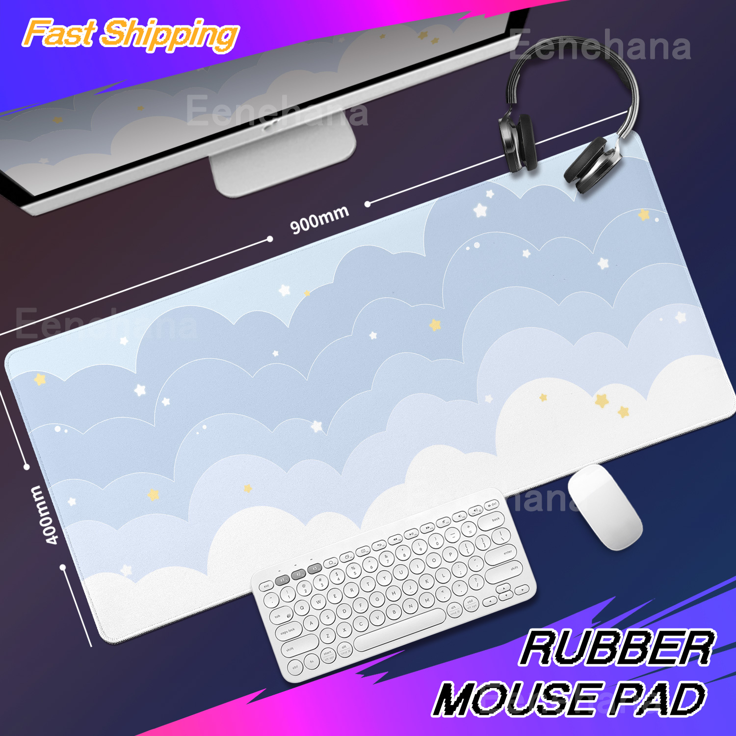 Tradescantia Purple - Light Blue Pink Clouds Desk Mat