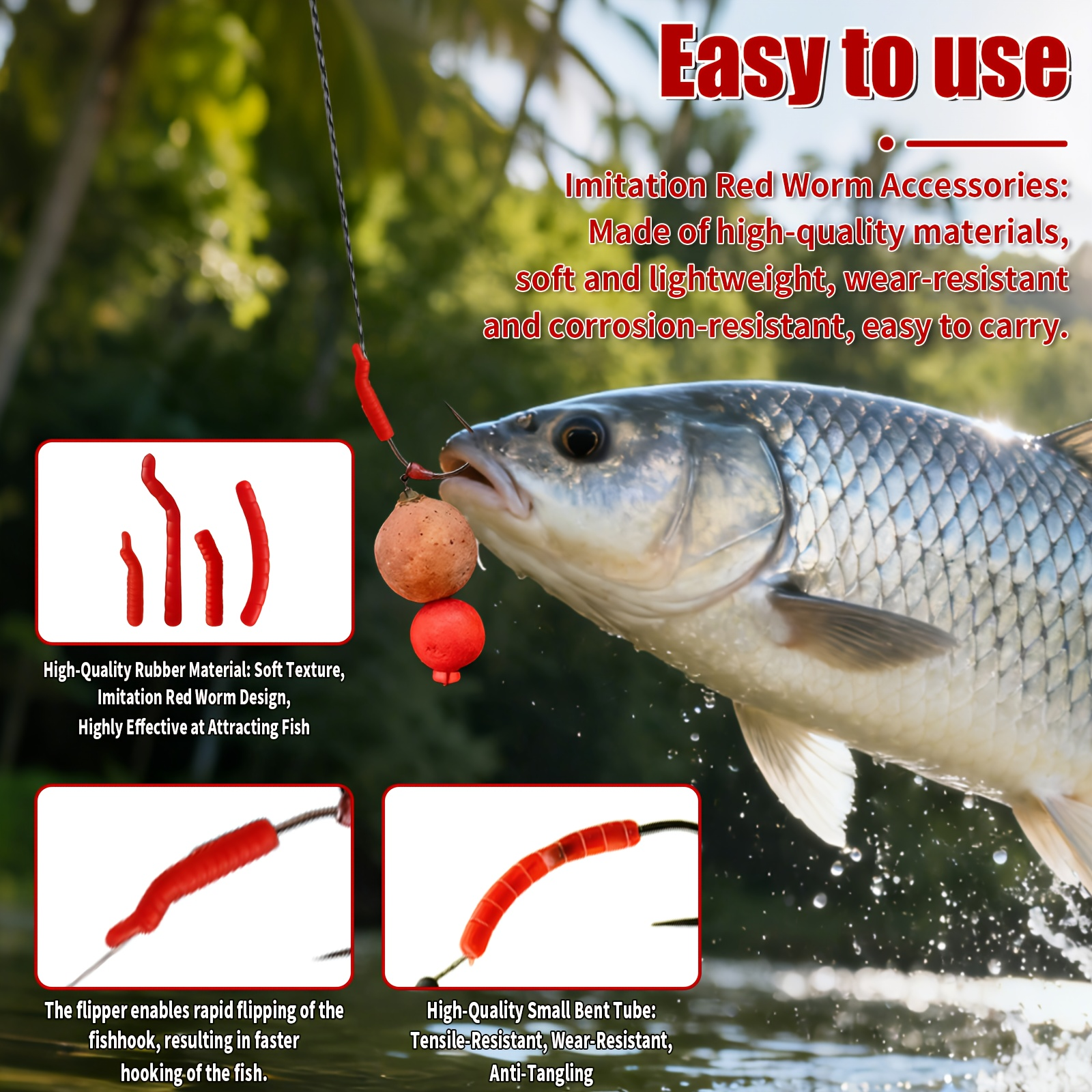Red Artificial Bloodworm Hook  - Aglaonema Red reseña y precio