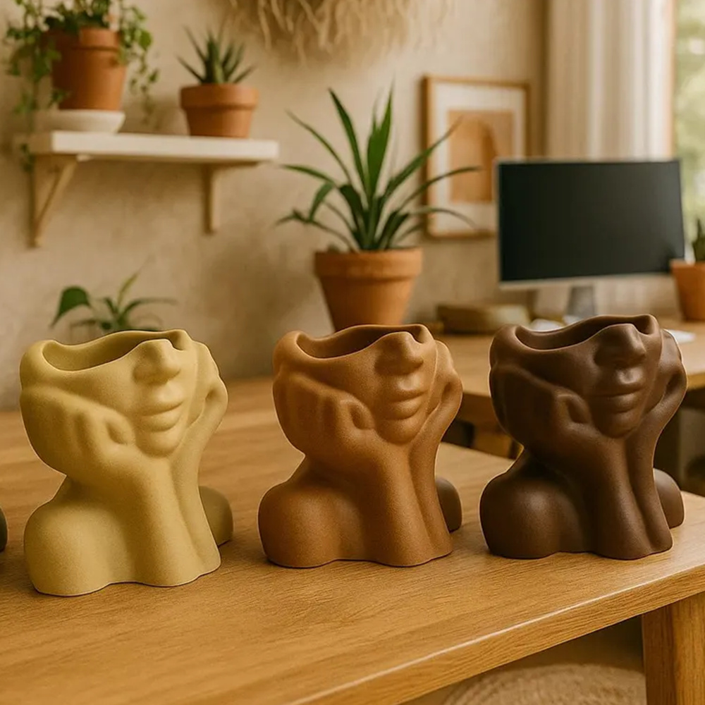 Abstract Face Planter Pot Sili - Echeveria Succulent reseña y precio