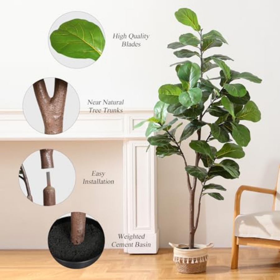 Artificial Fiddle Leaf Fig Tre - Ficus Lyrata Tree reseña y precio