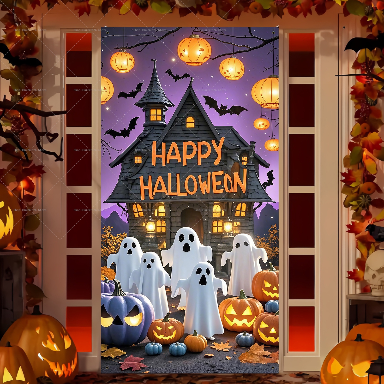 Happy Halloween Door Banner Ev - Spider Plant Hanging reseña y precio
