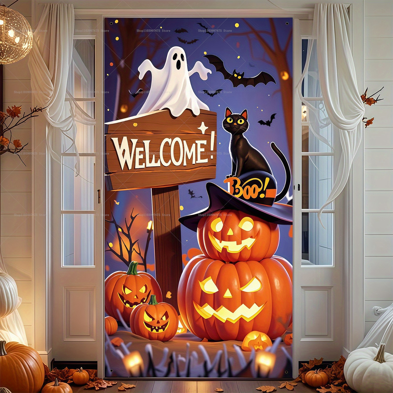 Happy Halloween Door Banner Ev - Spider Plant Hanging reseña y precio