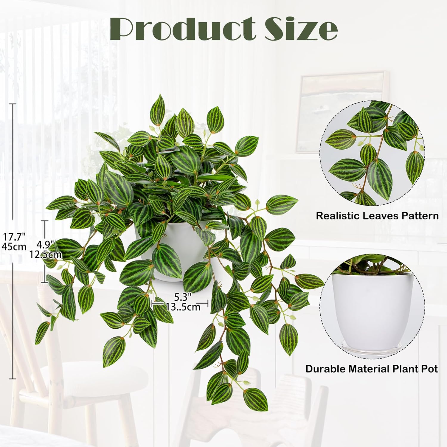 Artificial Plants Indoor Fake  - Peperomia Watermelon reseña y precio