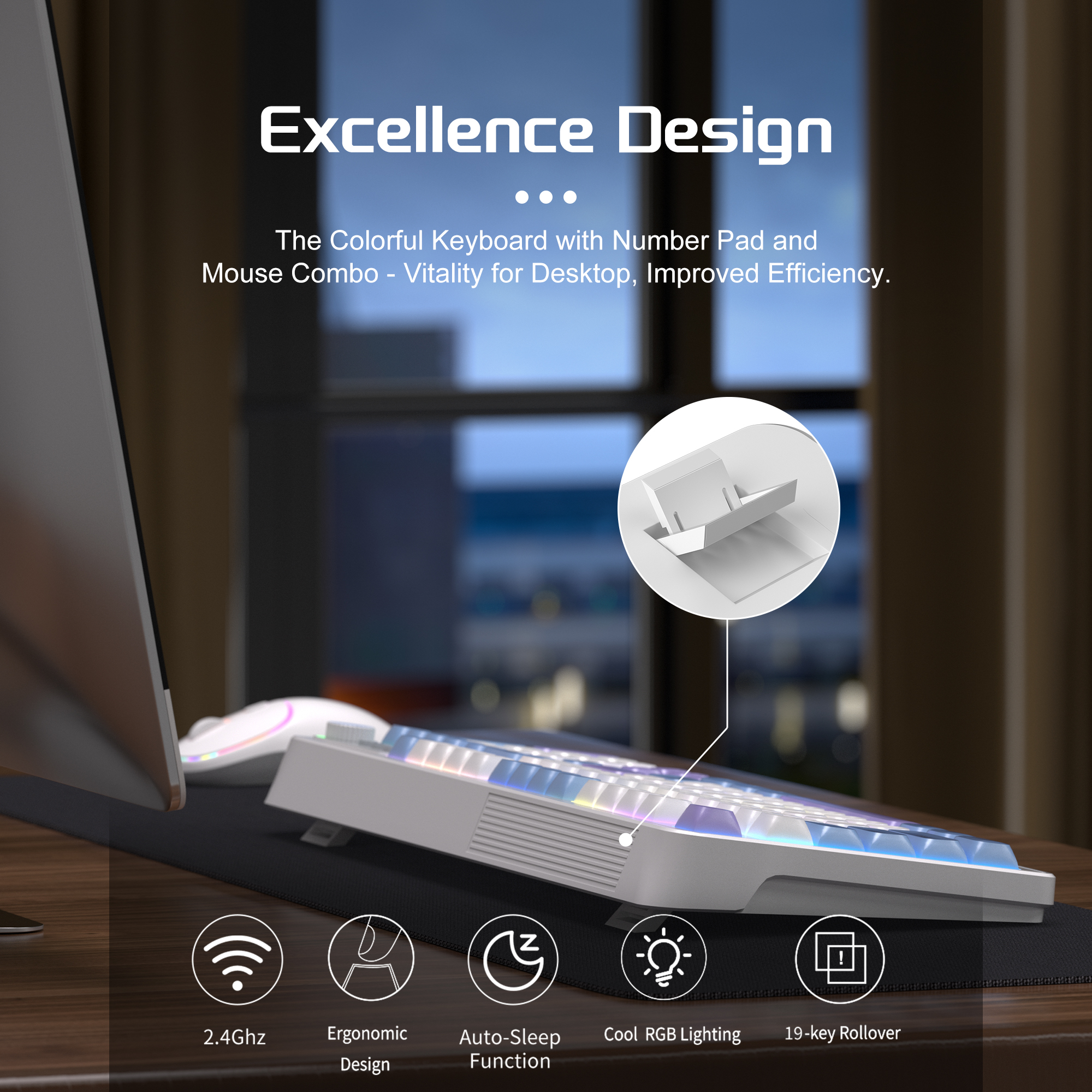 MageGee Wireless Gaming Keyboa - Tradescantia Purple reseña y precio