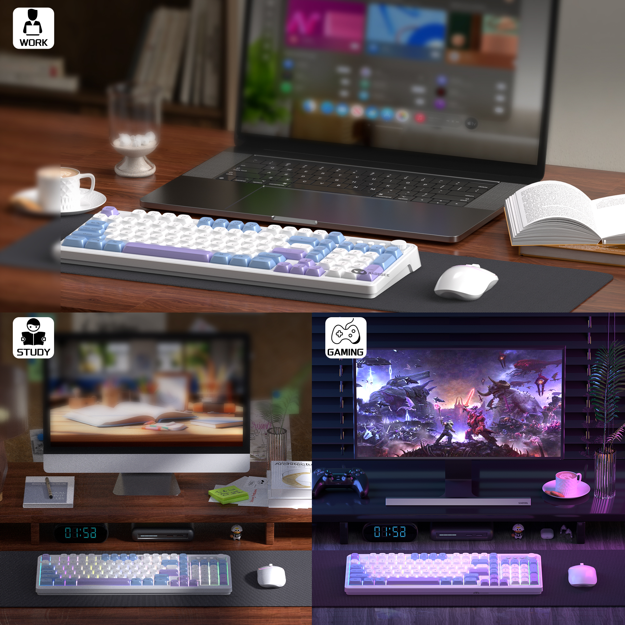 MageGee Wireless Gaming Keyboa - Tradescantia Purple reseña y precio
