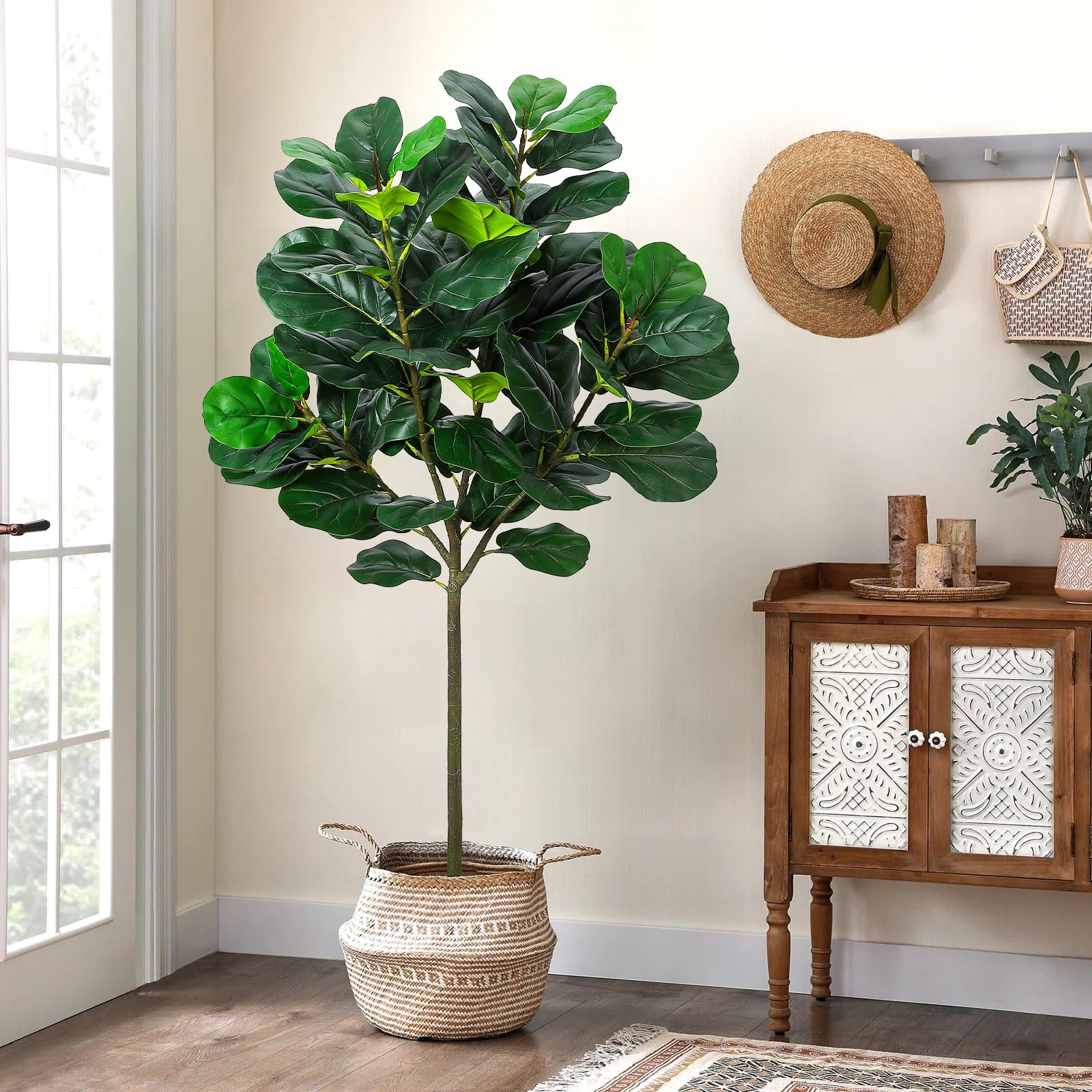 GlowSol 5.2 Ft Artificial Fidd - Ficus Lyrata Tree reseña y precio