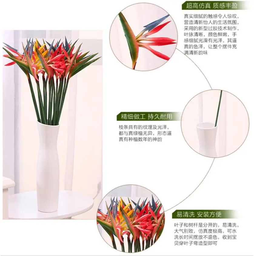 8PCS Artificial Flowers Streli - Bird Paradise Strelitzia reseña y precio