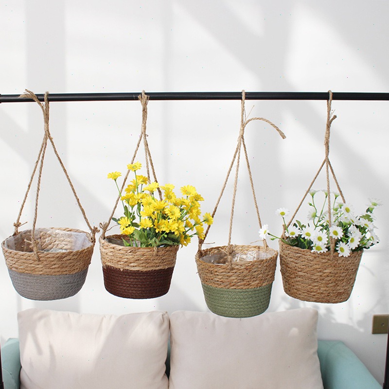 Straw Hanging Basket Flower Po - Spider Plant Hanging reseña y precio