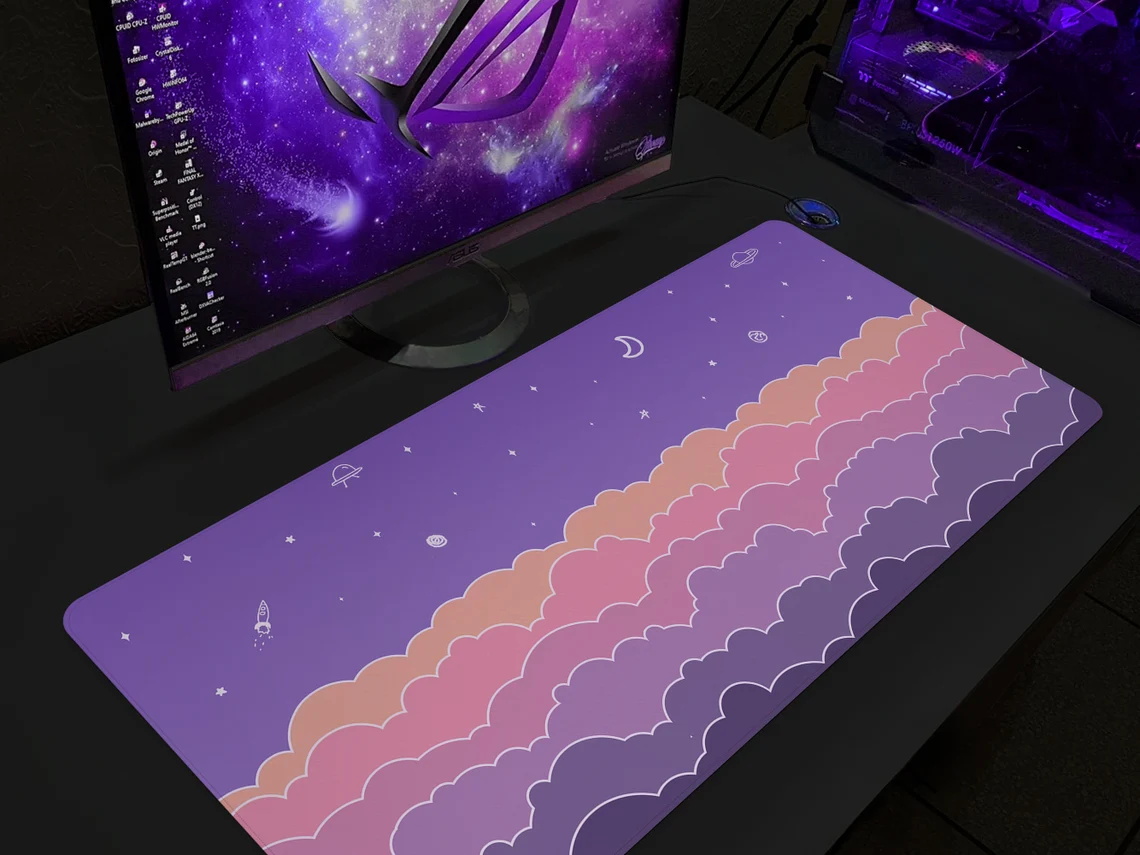 Kawaii Deskmat purple Cute Mou - Tradescantia Purple reseña y precio