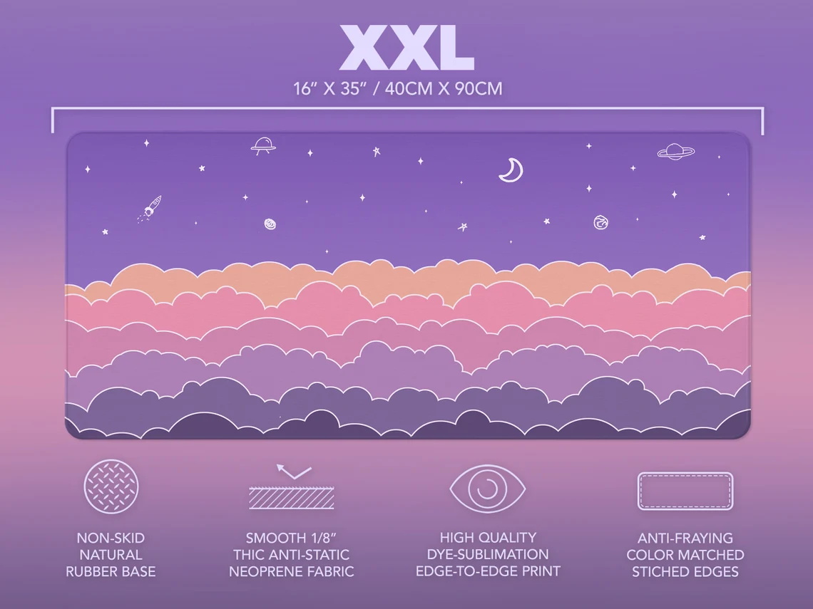 Kawaii Deskmat purple Cute Mou - Tradescantia Purple reseña y precio