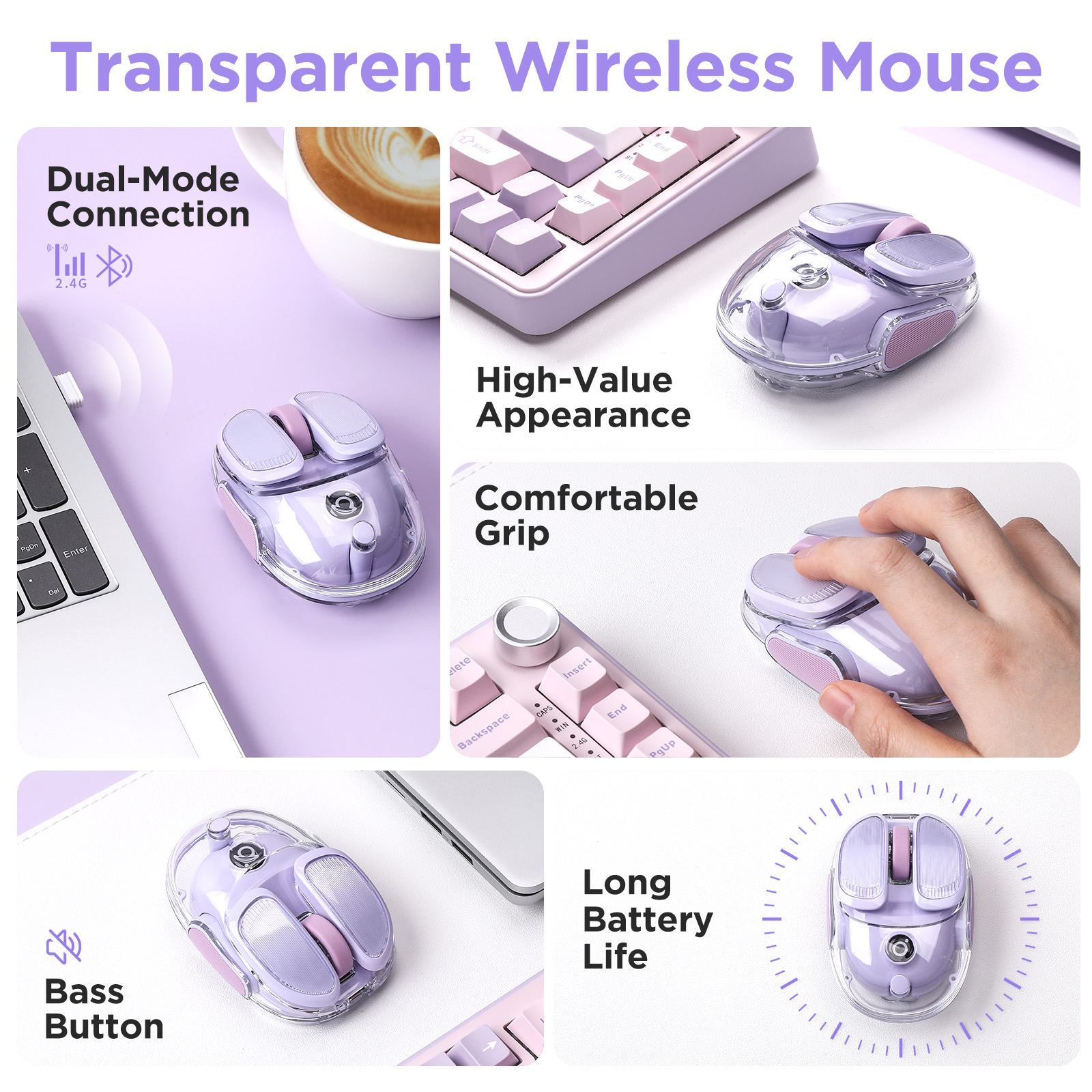 EWEADN Q9 Purple Wireless RGB  - Tradescantia Purple reseña y precio