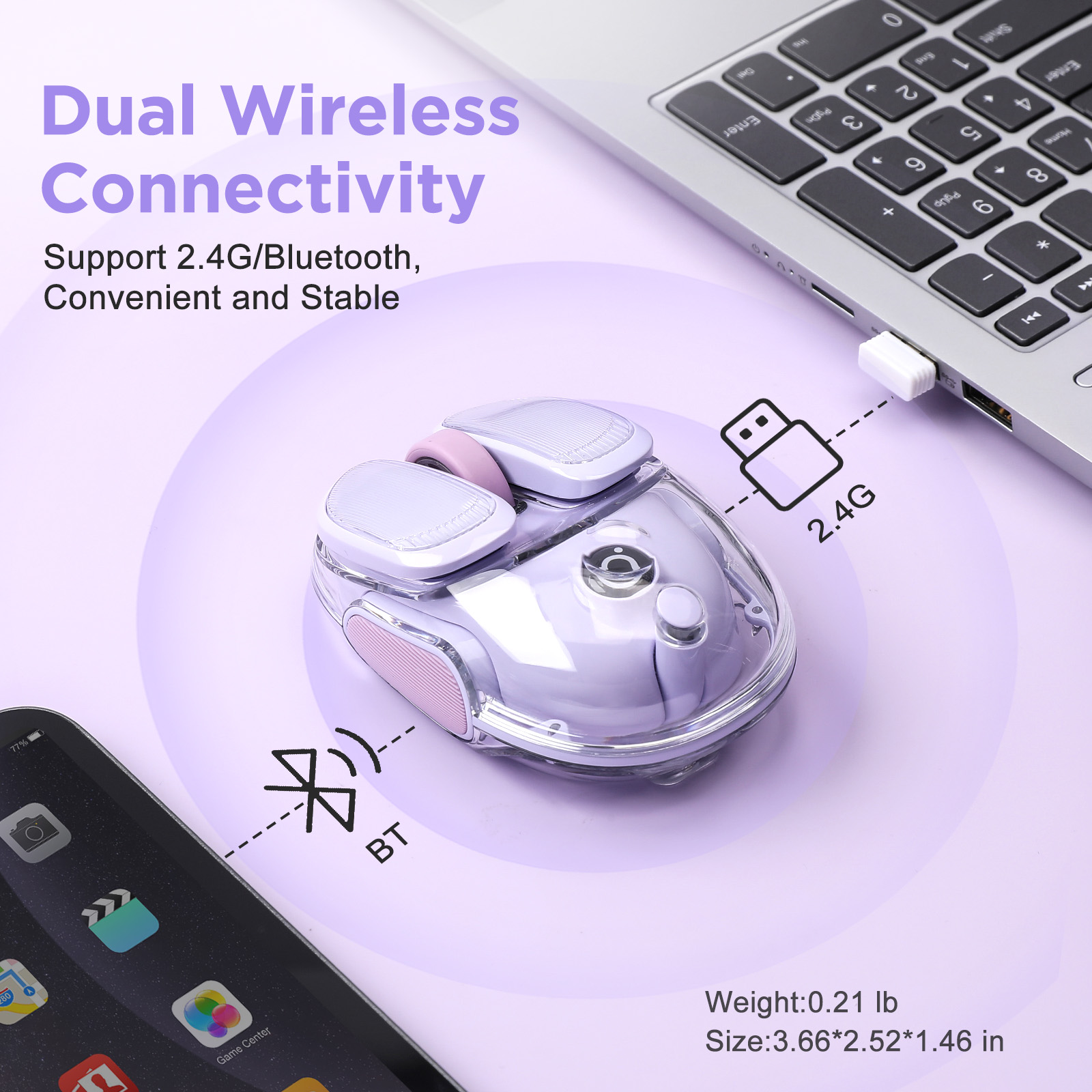EWEADN Q9 Purple Wireless RGB  - Tradescantia Purple reseña y precio