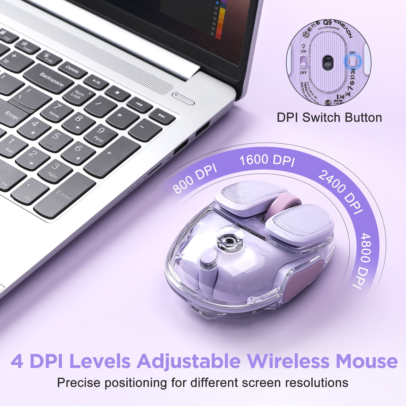 EWEADN Q9 Purple Wireless RGB  - Tradescantia Purple reseña y precio
