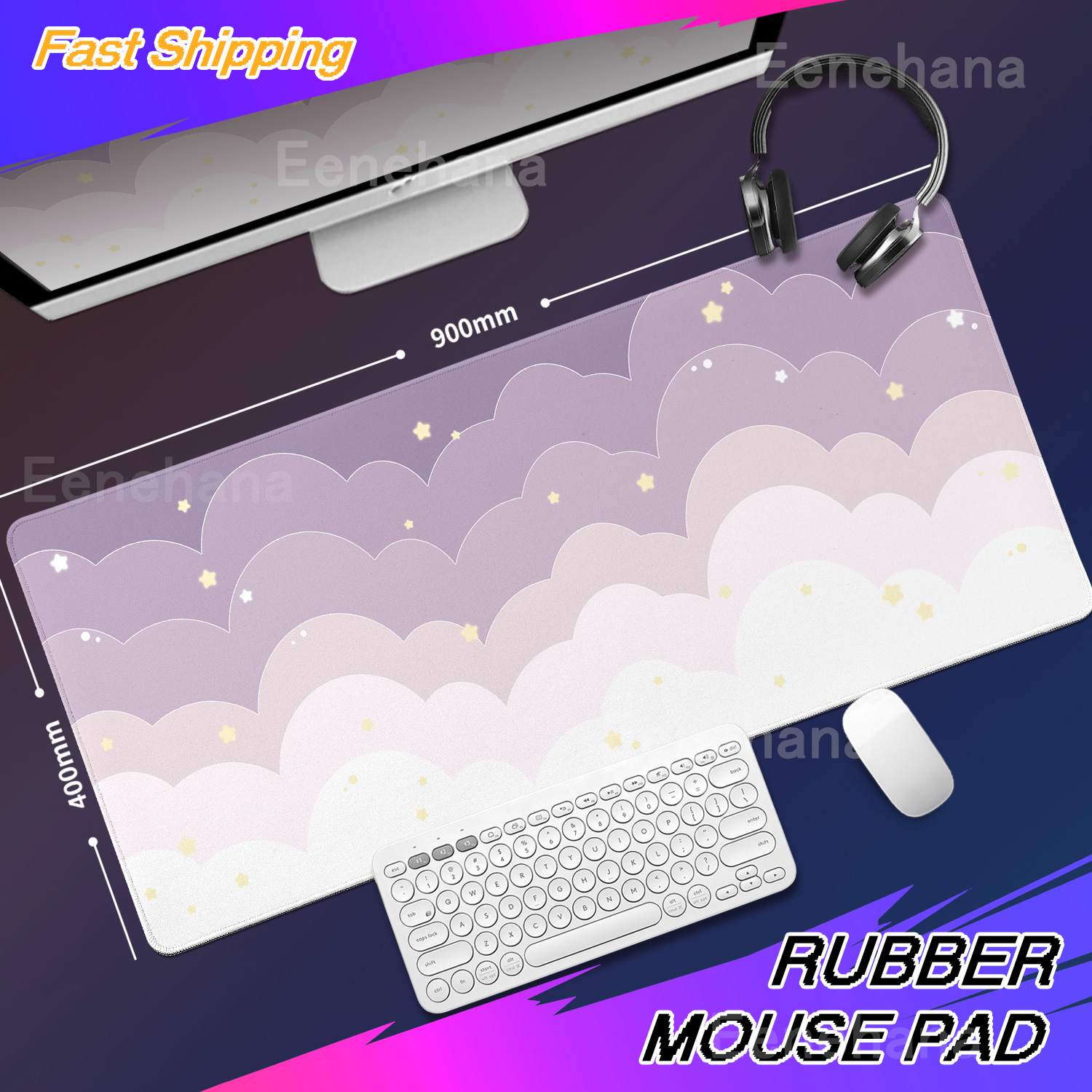 Light Blue Pink Clouds Desk Ma - Tradescantia Purple reseña y precio