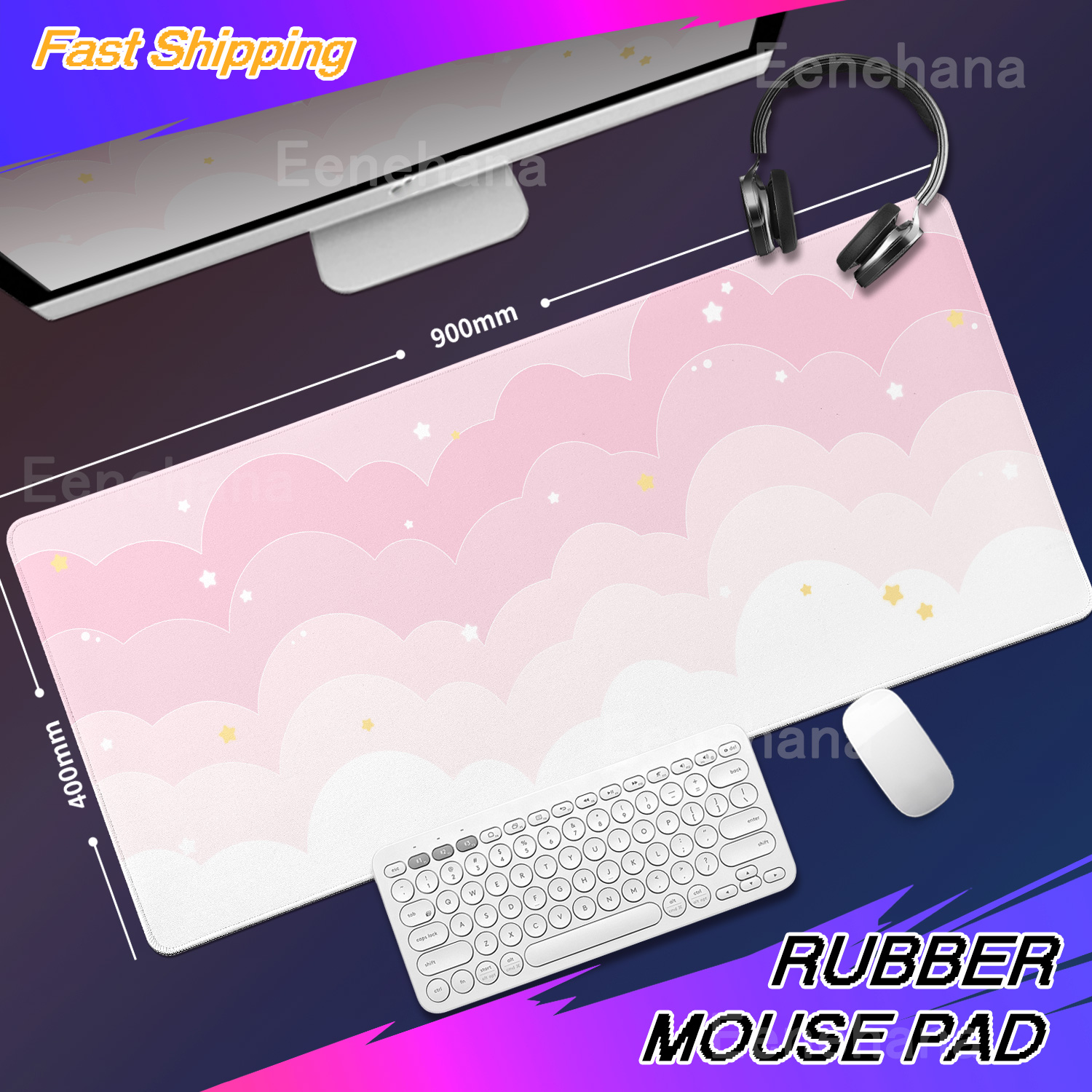 Light Blue Pink Clouds Desk Ma - Tradescantia Purple reseña y precio